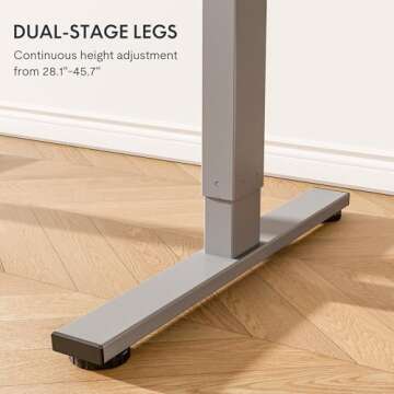 FLEXISPOT EN1 Whole-Piece Standing Desk 55 x 28 Inches Electric Stand Up Desk Workstation, Home Office Computer Standing Desk, Height Adjustable Desk (Silver Frame + 55" White Top, 2 Packages)