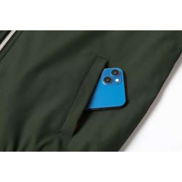 XiaoYouYu Men's Stylish Lightweight Bomber Jacket - Green