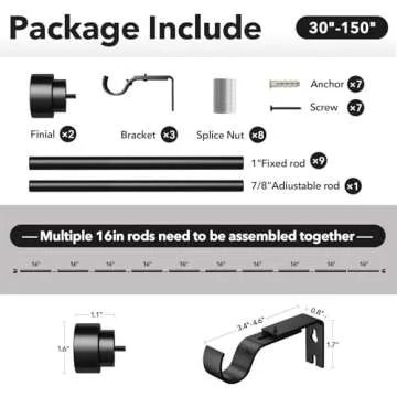 IFELS Heavy Duty Curtain Rods for Adjustable Windows
