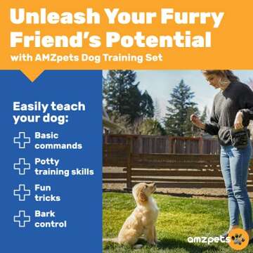 AMZpets Dog Training Set, Puppy Supplies Starter Kit with Dogs Clicker, Treat Pouch Bag, Housetraini...