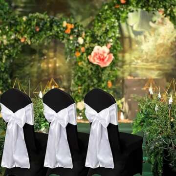 Maiangel Satin Chair Sashes Bows-50PCS Chair Ribbon Ties Back Sash for Wedding Party Events Banquet ...