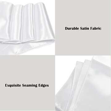 Maiangel Satin Chair Sashes Bows-50PCS Chair Ribbon Ties Back Sash for Wedding Party Events Banquet Chair Cover Decoration (White)