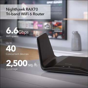 NETGEAR Nighthawk 8-Stream WiFi 6 Router (RAX70) - Security Features, AX6600 Tri-band Wireless Speed...