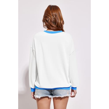 Fisoew Womens Color Block Oversized Sweatshirt - Trendy & Comfortable