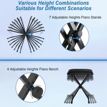Adjustable Heavy Duty Keyboard Stand and Bench Set