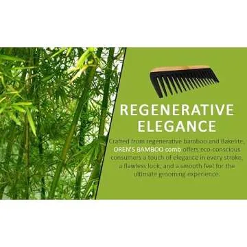 OREN’S Bamboo Wide Tooth Comb for Healthy Hair Care