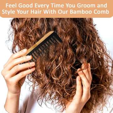 OREN’S Bamboo Wide Tooth Comb for Healthy Hair Care