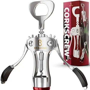 Premium Wine Opener, Wing Corkscrew - Heavy Duty Stainless Steel & Zinc Alloy