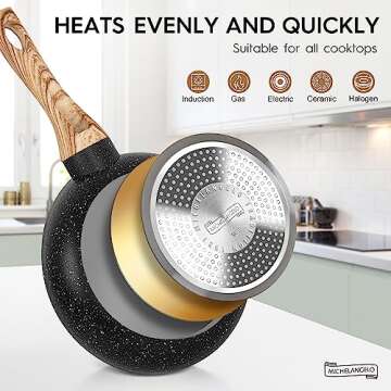 MICHELANGELO Nonstick Granite Cookware Set - 12 Pcs