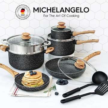 MICHELANGELO Nonstick Granite Cookware Set - 12 Pcs