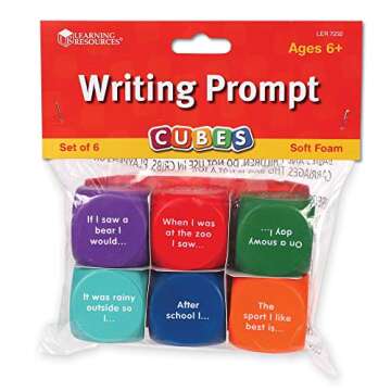 Learning Resources Writing Prompt Cubes, Early Vocabulary and Phonics Helper, Ages 5+, 1-5/8 L in