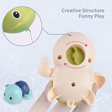 Wind-Up Swimming Turtle Bath Toys for Toddlers 3 Pack