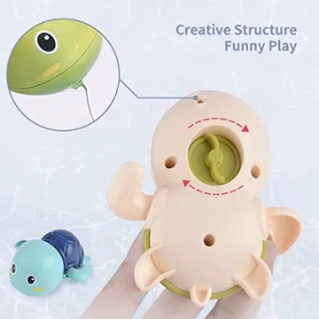 Wind-Up Swimming Turtle Bath Toys for Toddlers 3 Pack