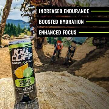 KILL CLIFF Energy & Recovery Drink | Electrolytes & B Vitamins | Natural, Clean Energy Drink | Zero Sugar | Keto | 12 Pack (Lemon Lime Lightning),12 Fl Oz (Pack of 12)