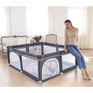 ANGELBLISS Baby Playpen, Extra Large Playard, Indoor & Outdoor Kids Activity Center with Anti-Slip B...