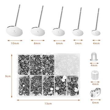 VERACT Earring Posts and Backs, 2000Pcs Hypoallergenic Earring Studs for Jewelry Making Kit and Butt...