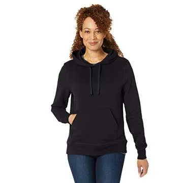 Amazon Essentials Women's Regular-Fit Fleece Pullover Hoodie (Available in Plus Size), Black, Medium