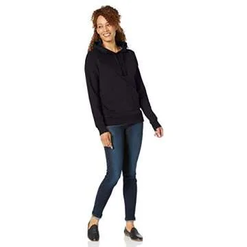 Amazon Essentials Women's Regular-Fit Fleece Pullover Hoodie (Available in Plus Size), Black, Medium