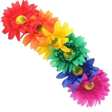 DDazzling Sunflower crown Boho crown Sunflower headband Flower Hair Accessory (Rainbow)