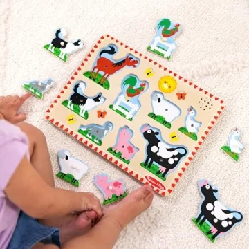 Farm Animals Sound Puzzle - Fun & Interactive Wooden Toy