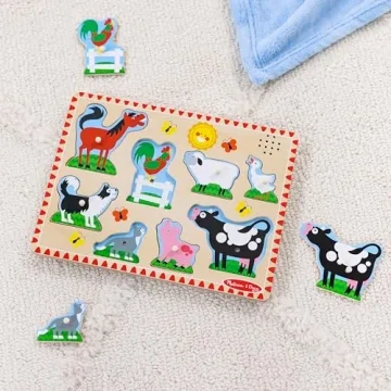Farm Animals Sound Puzzle - Fun & Interactive Wooden Toy