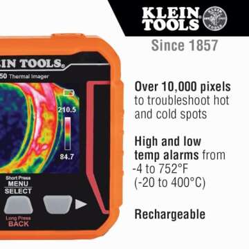 Klein Tools TI250 Rechargeable Thermal Imaging Camera, Camera Displays Over 10,000 Pixels with 3 Col...