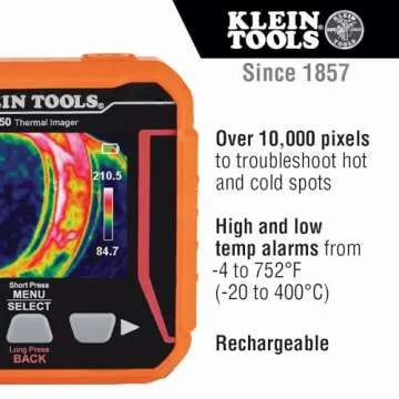 Klein Tools TI250 Rechargeable Thermal Imaging Camera, Camera Displays Over 10,000 Pixels with 3 Col...