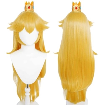 JoneTing Long Blonde Wig for Adult 9PCs【+Wig Cap +Princess Accessories Set】 Blonde Cosplay Wig with Bangs for Women Synthetic Wigs for Halloween Chrismas Party Peluca Amarilla Princess Dress Up Wig