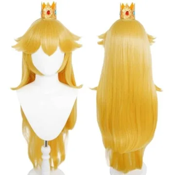 JoneTing Long Blonde Wig for Adult 9PCs【+Wig Cap +Princess Accessories Set】 Blonde Cosplay Wig with Bangs for Women Synthetic Wigs for Halloween Chrismas Party Peluca Amarilla Princess Dress Up Wig