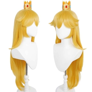 JoneTing Long Blonde Wig for Adult 9PCs【+Wig Cap +Princess Accessories Set】 Blonde Cosplay Wig with Bangs for Women Synthetic Wigs for Halloween Chrismas Party Peluca Amarilla Princess Dress Up Wig