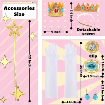 JoneTing Long Blonde Wig for Adult 9PCs【+Wig Cap +Princess Accessories Set】 Blonde Cosplay Wig with Bangs for Women Synthetic Wigs for Halloween Chrismas Party Peluca Amarilla Princess Dress Up Wig