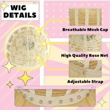 JoneTing Long Blonde Wig for Adult 9PCs【+Wig Cap +Princess Accessories Set】 Blonde Cosplay Wig with Bangs for Women Synthetic Wigs for Halloween Chrismas Party Peluca Amarilla Princess Dress Up Wig