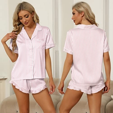 SAPJON Satin Silk Pajamas for Women 2Pcs Ruffle Design Loungewear