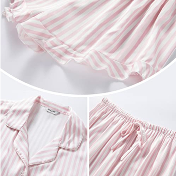 SAPJON Satin Silk Pajamas for Women 2Pcs Ruffle Design Loungewear