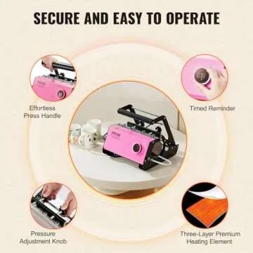 VEVOR Tumbler Heat Press Machine, Tumbler Press for 30OZ 20OZ Sublimation Straight Skinny Tumblers, with Knob Control Temp&Timer Setting for 11-16oz Mugs, Mug Press with Paper Heat Tape Gloves-Pink