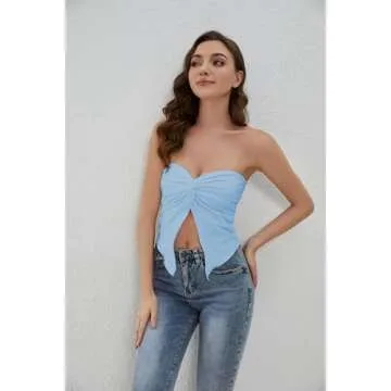 MISSACTIVER Women's Twist Front Tube Top - Summer Crop Top