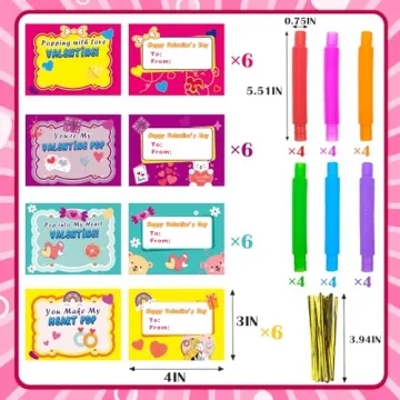 Fun 24 Pack Pop Tubes and Valentine Cards for Kids