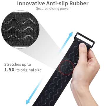 Trilancer Elastic Cinch Straps with Anti-Slip Strips, 3 Size Combo(5-Pack) Heavy Duty Hook and Loop ...