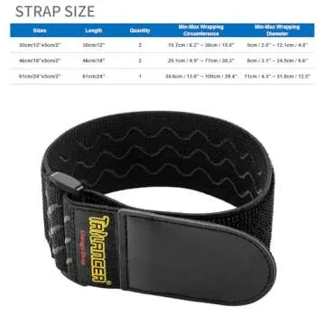 Trilancer Elastic Cinch Straps with Anti-Slip Strips, 3 Size Combo(5-Pack) Heavy Duty Hook and Loop Storage Straps for Extension Cords, Cables, Ropes, Hoses, Bike, RV, Pant Garters,Garage Organization