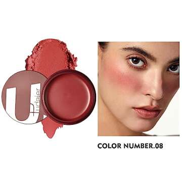 Matte Cream Blush, 9 Colors Lightweight, Long Lasting, and Natural Flush Makeup for Cheeks (08)