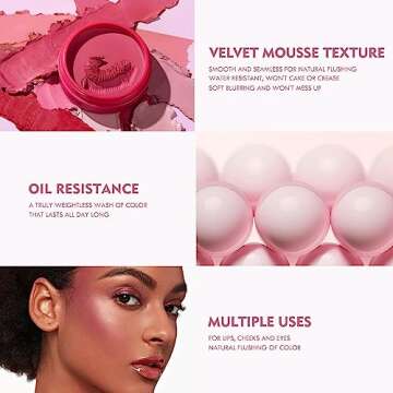 Matte Cream Blush, 9 Colors Lightweight, Long Lasting, and Natural Flush Makeup for Cheeks (08)