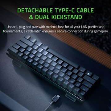 Razer Huntsman Mini 60% Gaming Keyboard: Fast Keyboard Switches - Clicky Optical Switches - Chroma RGB Lighting - PBT Keycaps - Onboard Memory - Snap Tap - Black