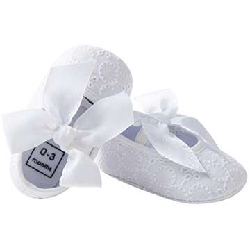 LZSYC Baby Girls Mary Jane Flats Anti-Slip Bow White Princess Dress Shoes US5