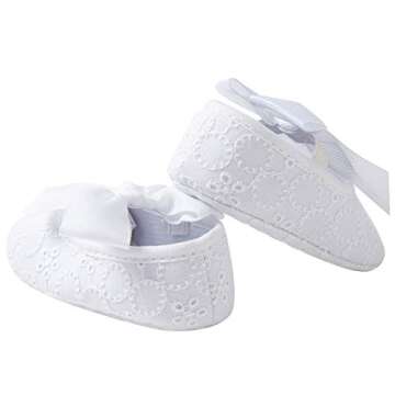 LZSYC Baby Girls Mary Jane Flats Anti-Slip Bow White Princess Dress Shoes US5