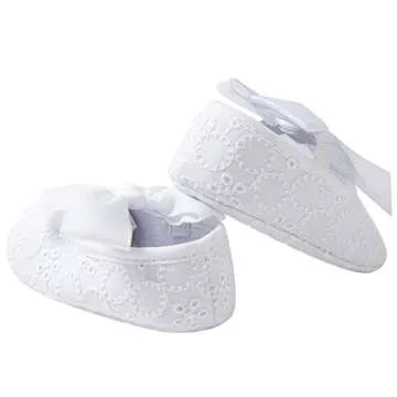 LZSYC Baby Girls Mary Jane Flats Anti-Slip Bow White Princess Dress Shoes US5
