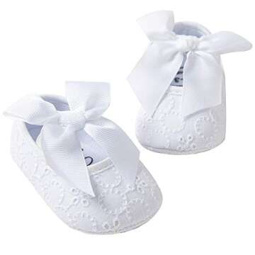LZSYC Baby Girls Mary Jane Flats Anti-Slip Bow White Princess Dress Shoes US5