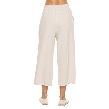 LNX Womens Casual Cotton Linen Wide Leg Pants - Comfy Style