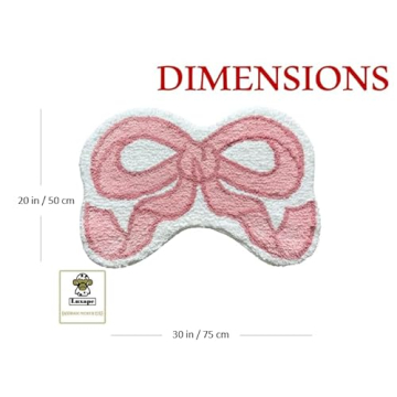 Luxape Bow Rug - Bow Shaped Rug - Handmade & Premium- 30in (75cm) - Uno Reverse Rug - Designer Rugs - Aesthetic Room Decor - Cute Room Decor Coquette bathmat Rug