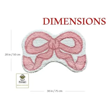 Luxape Bow Rug - Bow Shaped Rug - Handmade & Premium- 30in (75cm) - Uno Reverse Rug - Designer Rugs - Aesthetic Room Decor - Cute Room Decor Coquette bathmat Rug