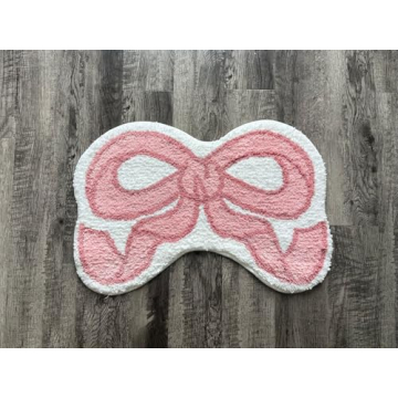 Luxape Bow Rug - Bow Shaped Rug - Handmade & Premium- 30in (75cm) - Uno Reverse Rug - Designer Rugs - Aesthetic Room Decor - Cute Room Decor Coquette bathmat Rug